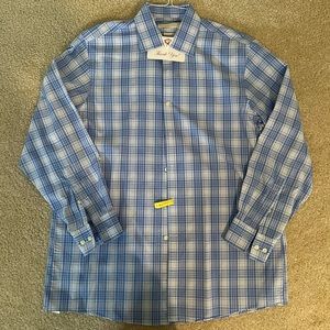 Michael Kors blue and white dress shirt